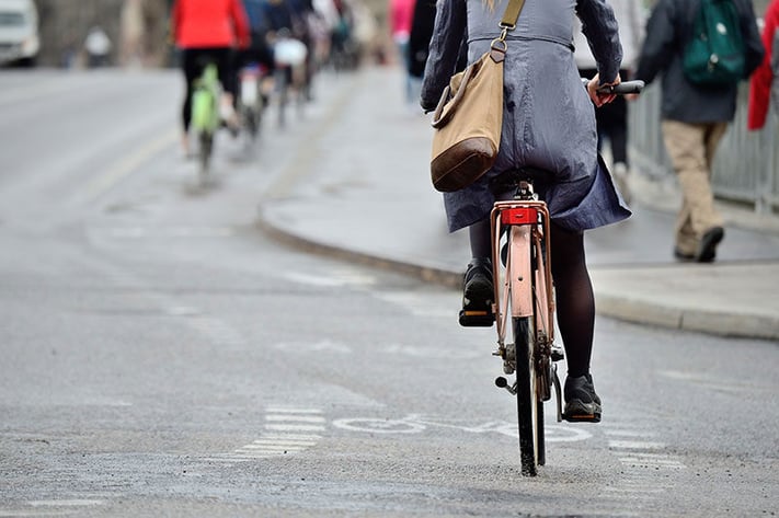 Commuter riding a bike