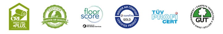 Low VOC flooring certification logos