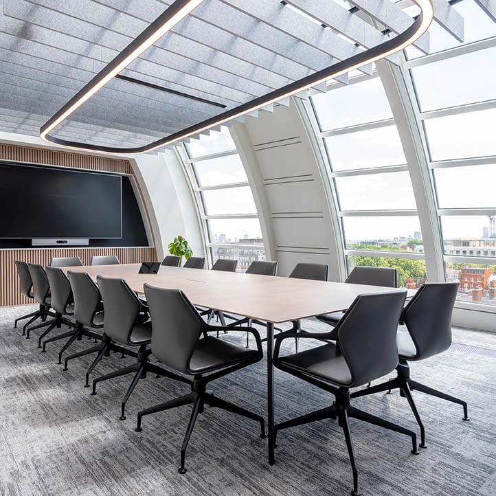 EFG's Boardroom with Milliken's Major Frequency/ Distortion carpet