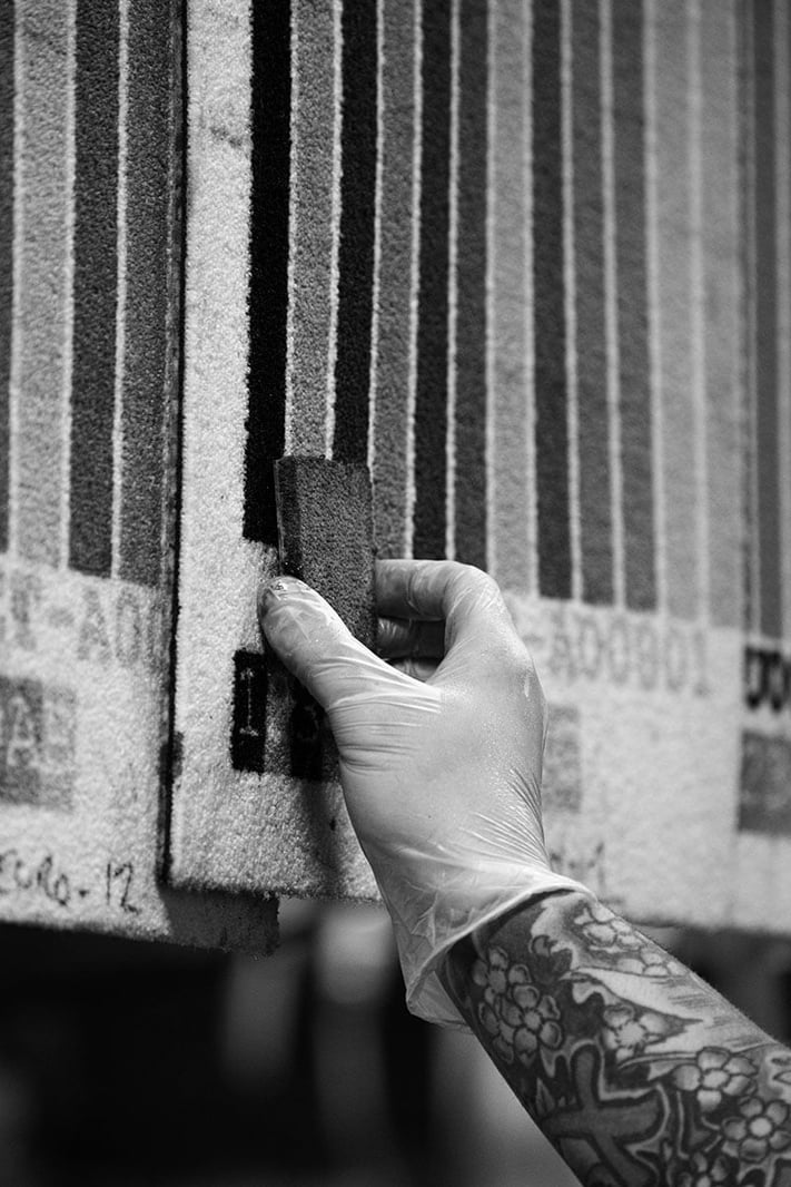 Steve working on carpet